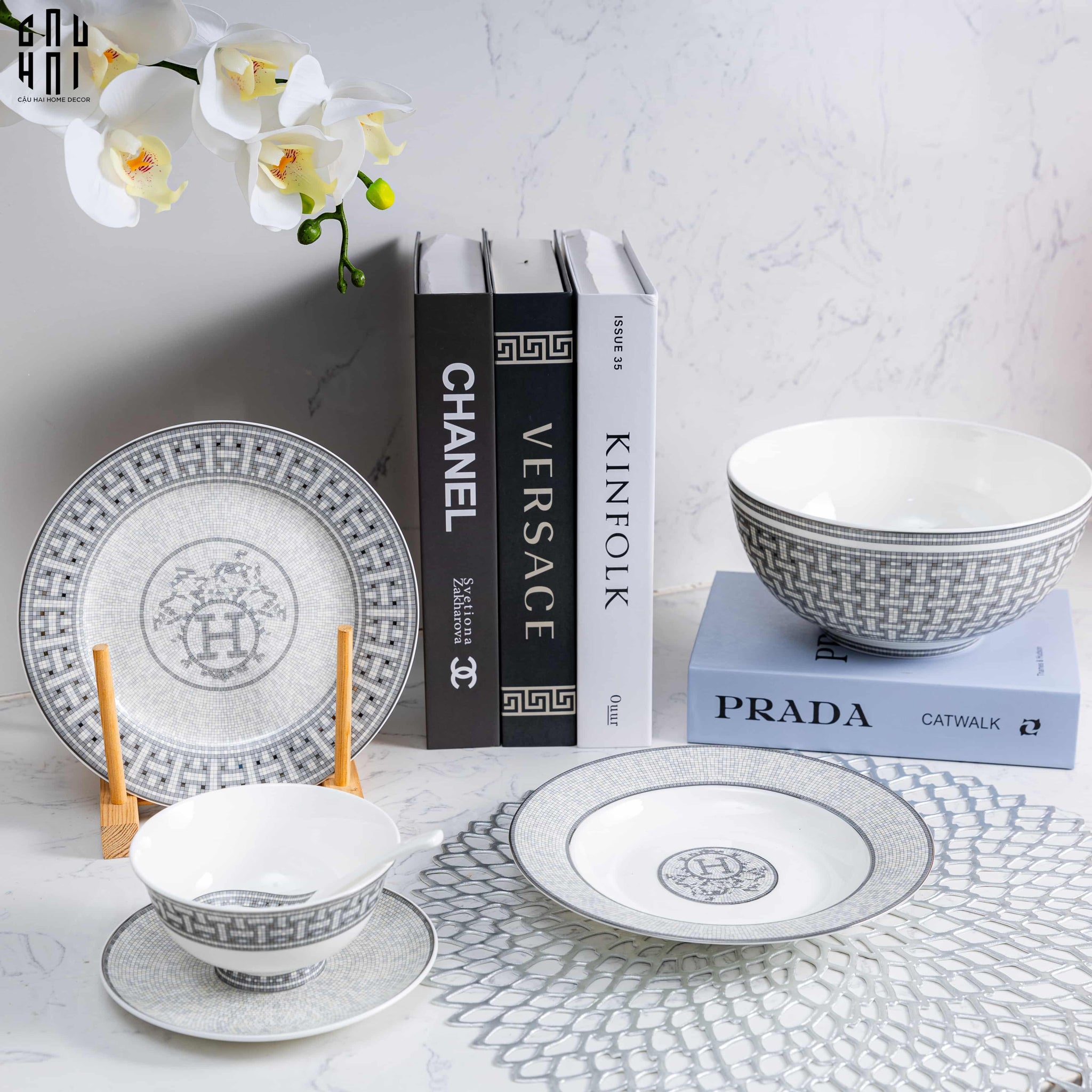 Maison Couture - Set Chén Dĩa 1 Người - Le Gris D'Héritage Mosaique H Class 6Pcs-SET CHÉN DĨA-CẬU HAI HOME DECOR