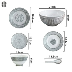 Maison Couture - Set Chén Dĩa 1 Người - Le Gris D'Héritage Mosaique H Class 6Pcs-SET CHÉN DĨA-CẬU HAI HOME DECOR