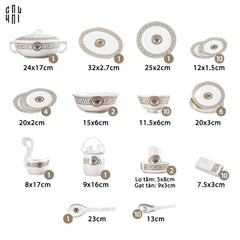 Maison Couture - Set Chén Dĩa Greek Key Meander V Class D'Ivoire Roman 60 Pcs-SET CHÉN DĨA-CẬU HAI HOME DECOR