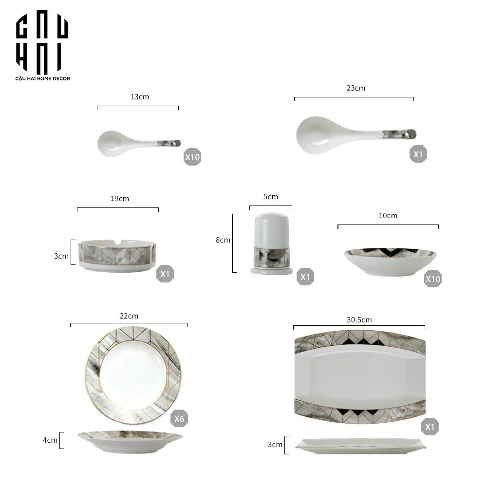Maison Couture - Set Chén Dĩa Kingston Refined Manner Allure 60Pcs-SET CHÉN DĨA-CẬU HAI HOME DECOR