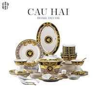 Maison Couture - Set Chén Dĩa Medusa V Class Signature Prestige Gala - Nero Oro Barocco 48Pcs-SET CHÉN DĨA-CẬU HAI HOME DECOR