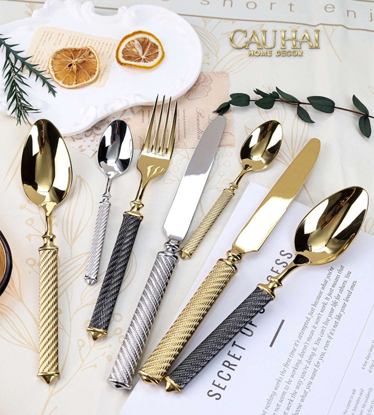 Maison Couture - Set Dao Muỗng Nĩa  4 Món H Class Soleil Pillar Monolith Prestige Dinner Cutlery Set 4pcs