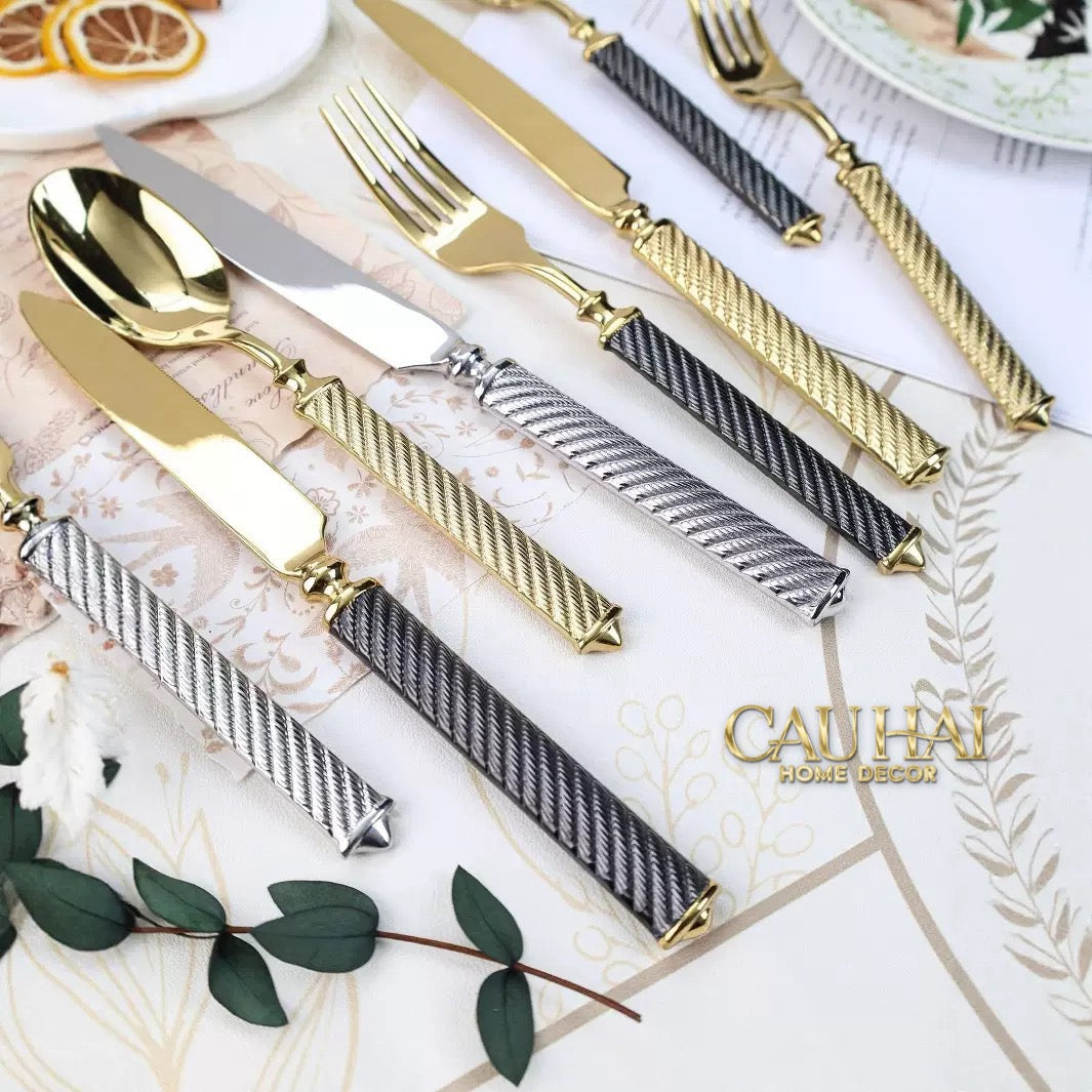Maison Couture - Set Dao Muỗng Nĩa  4 Món H Class Soleil Pillar Monolith Prestige Dinner Cutlery Set 4pcs