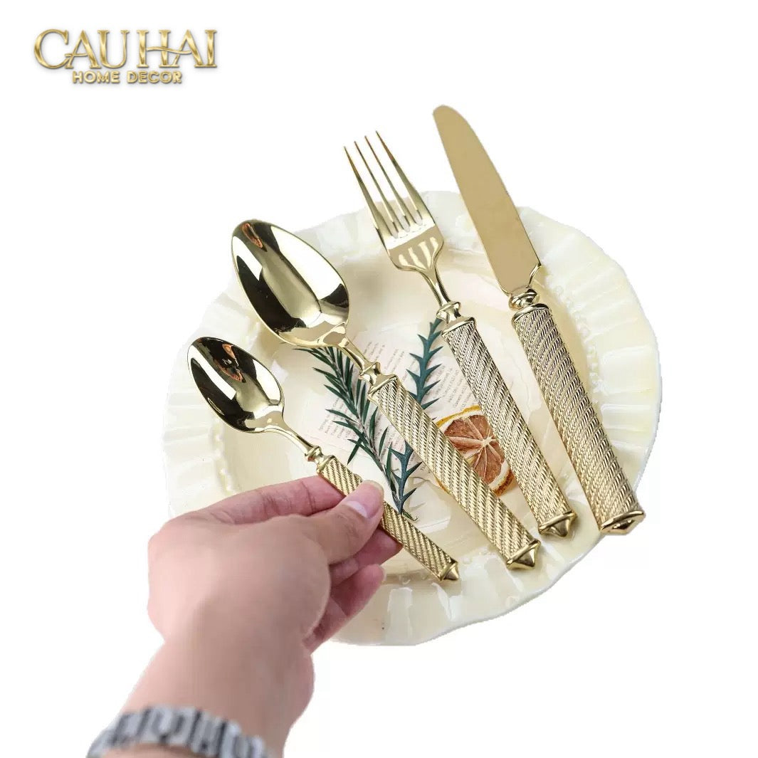 Maison Couture - Set Dao Muỗng Nĩa  4 Món H Class Soleil Pillar Monolith Prestige Dinner Cutlery Set 4pcs