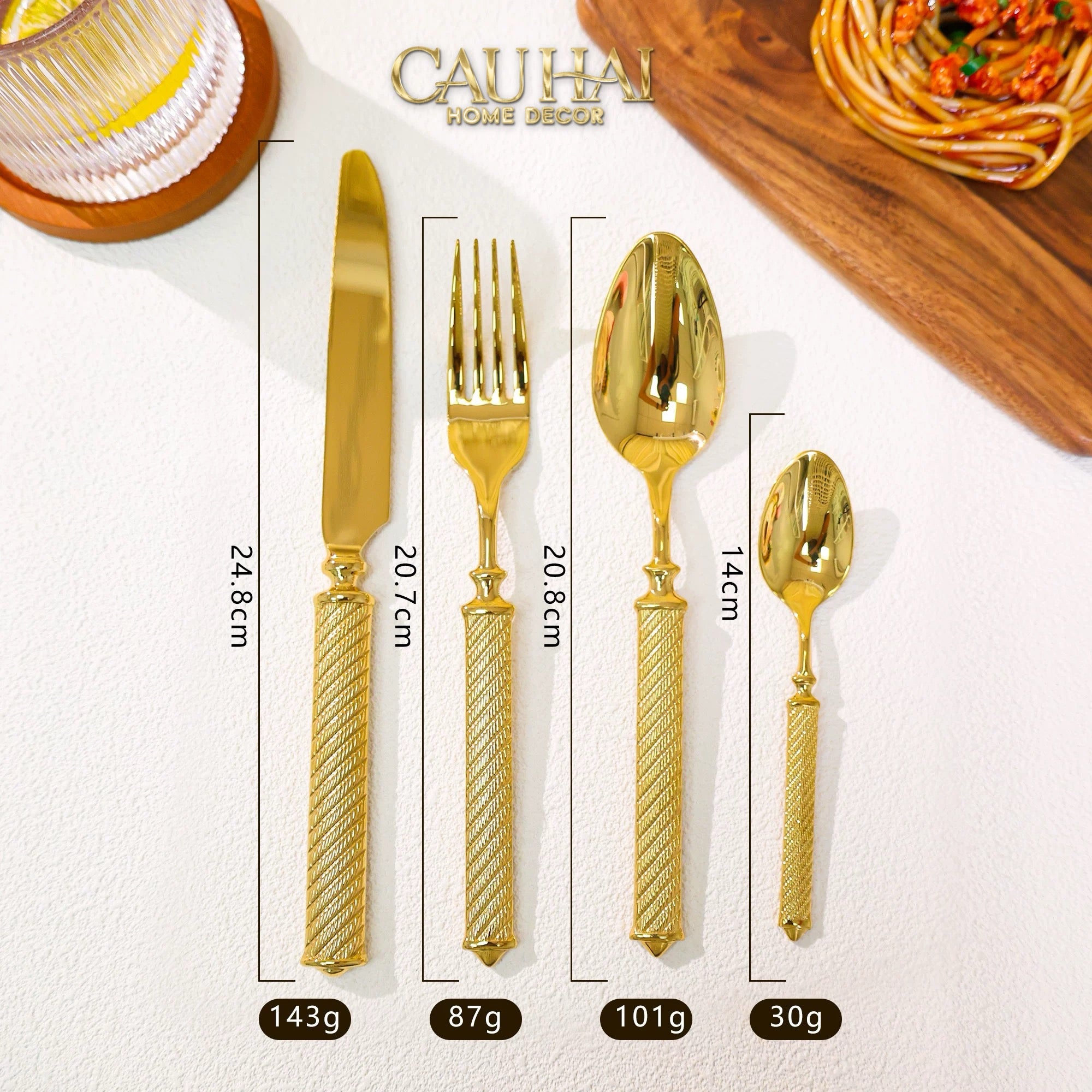 Maison Couture - Set Dao Muỗng Nĩa  4 Món H Class Soleil Pillar Monolith Prestige Dinner Cutlery Set 4pcs
