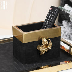 Maison Couture - Set Khay Hộp Giấy Gỗ Sồi Da Cao Cấp - Luxe Oakwood Birkin Noire Vanities 3Pcs 30x40-CẬU HAI HOME DECOR