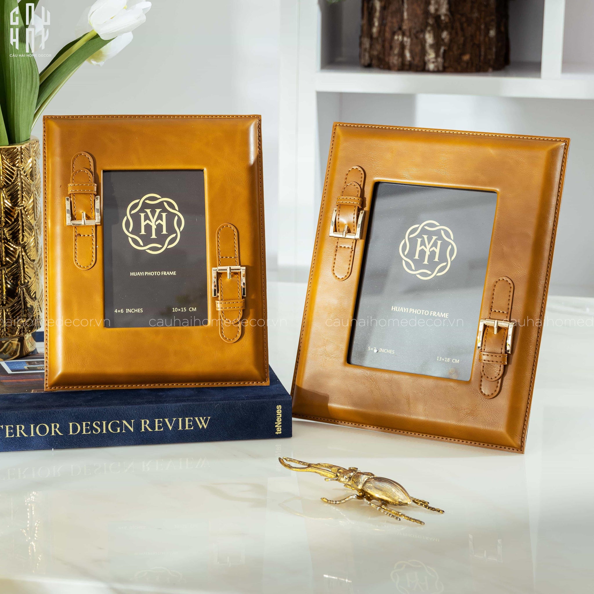 Maison Couture - Set Khung Ảnh Signature Burnt-O Lux Leather Belt - CẬU HAI HOME DECOR