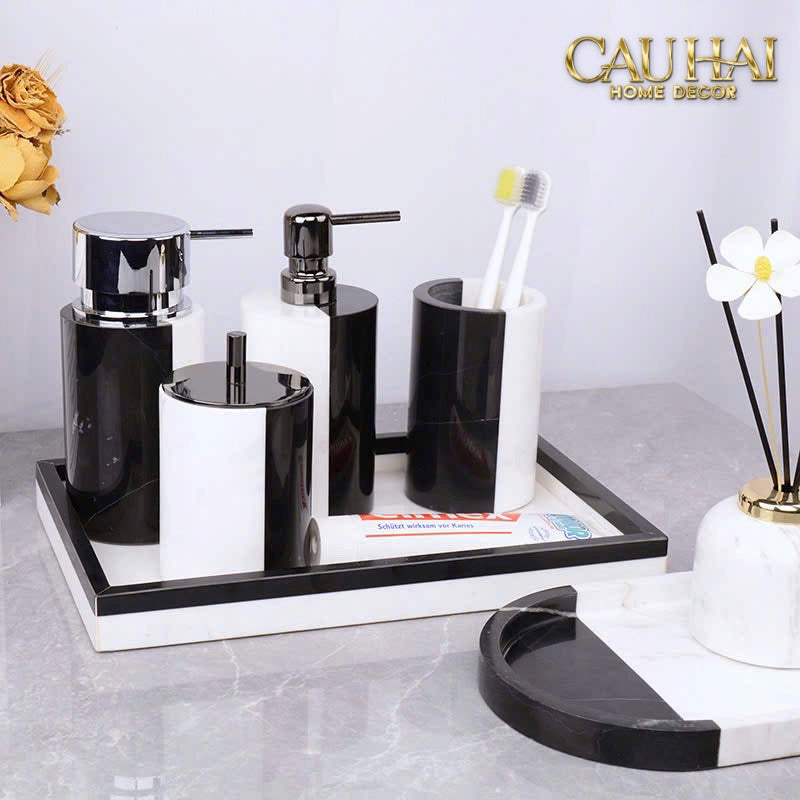 Maison Couture - Set Nhà Tắm Đá Marble - Monolith Noir & Ivoire Intellectual Vanity 4Pcs - CẬU HAI HOME DECOR