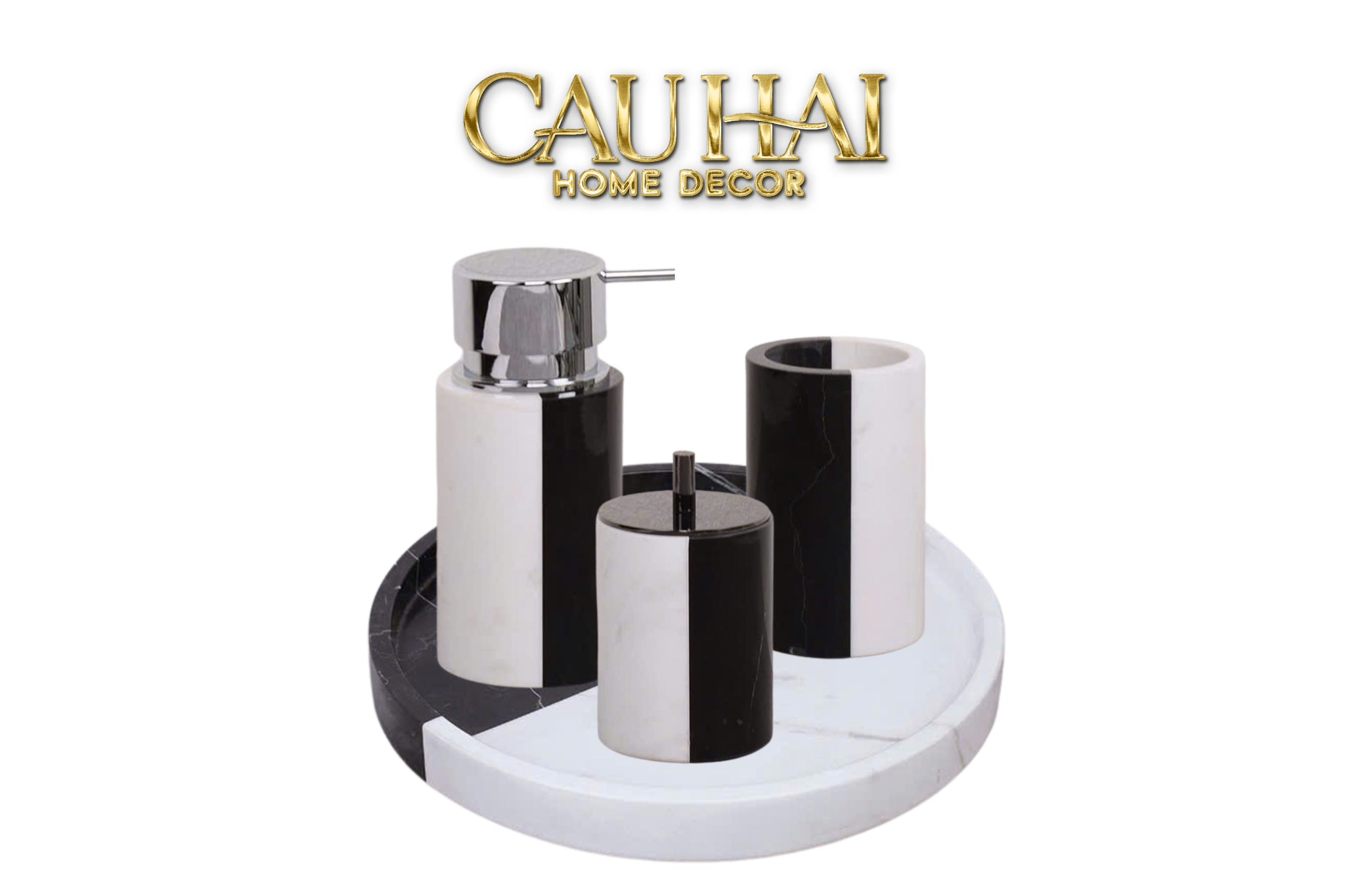 Maison Couture - Set Nhà Tắm Đá Marble - Monolith Noir & Ivoire Intellectual Vanity 4Pcs - CẬU HAI HOME DECOR