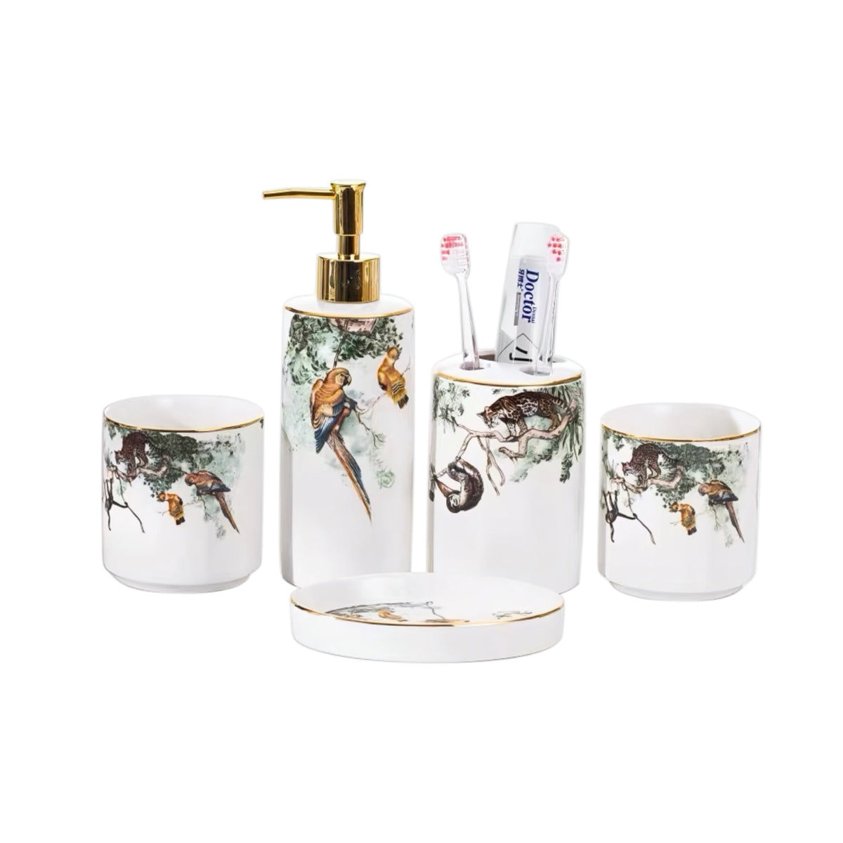 Maison Couture - Set Nhà Tắm Gốm Sứ Jardin Sauvage D'Or 5pcs