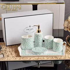 Maison Couture - Set nhà tắm PRD 6 Món PRD Class - Vienna Green Bathroom Vanities Porcelain Trays 6pcs-PHỤ KIỆN NHÀ TẮM-CẬU HAI HOME DECOR