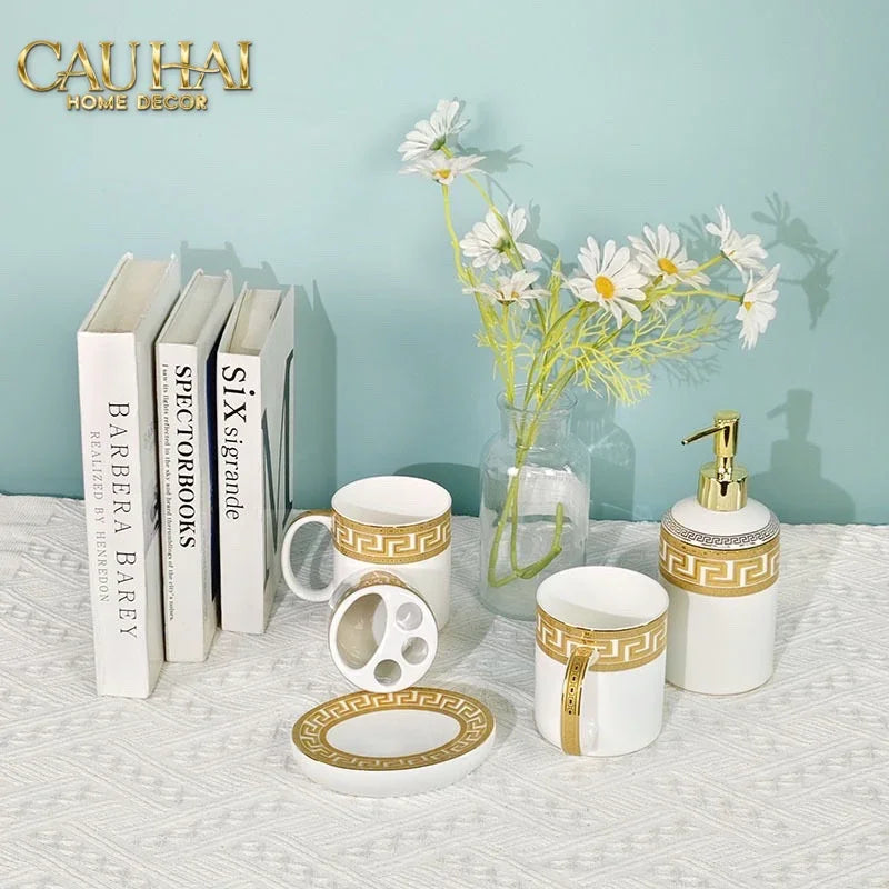 Maison Couture - Set Nhà Tắm V Class Medusa Golden Greek Key Bathroom Vanity 5Pcs-CẬU HAI HOME DECOR