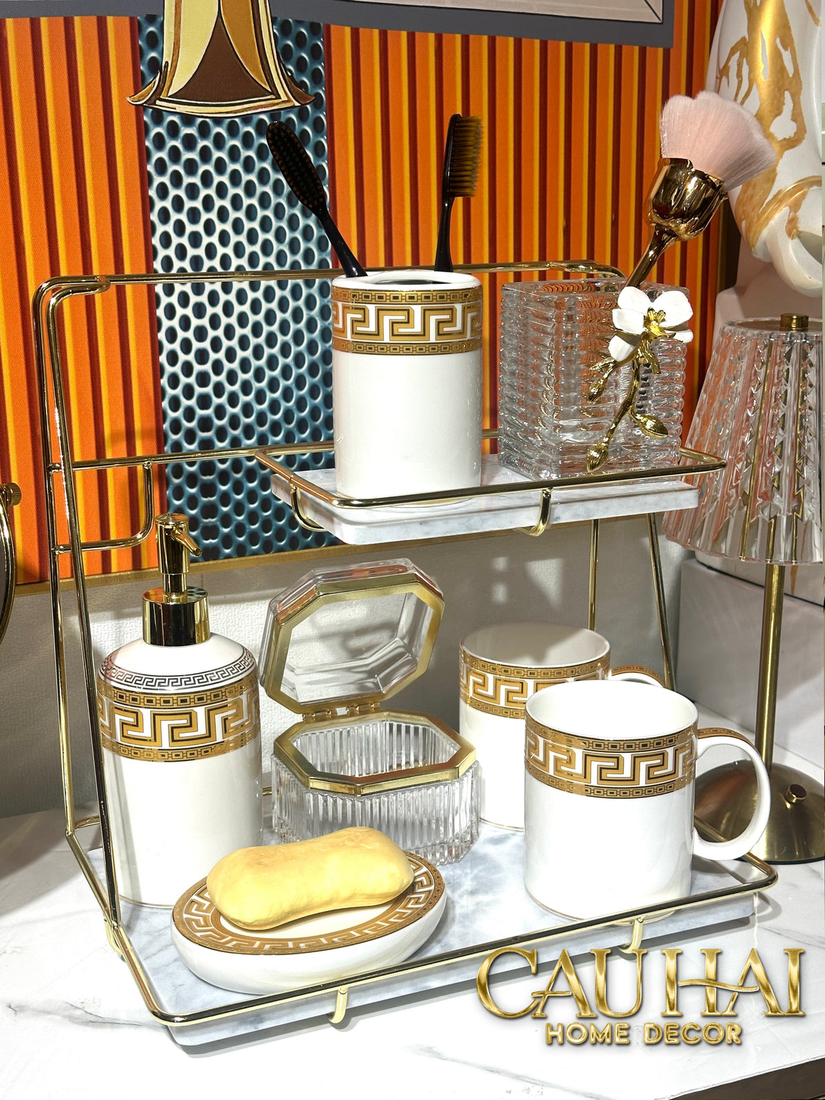 Maison Couture - Set Nhà Tắm V Class Medusa Golden Greek Key Bathroom Vanity 5Pcs-Set nhà tắm bathroom vanities-Đối tác tại Trung Quốc theo từng đơn đặt hàng-CẬU HAI HOME DECOR