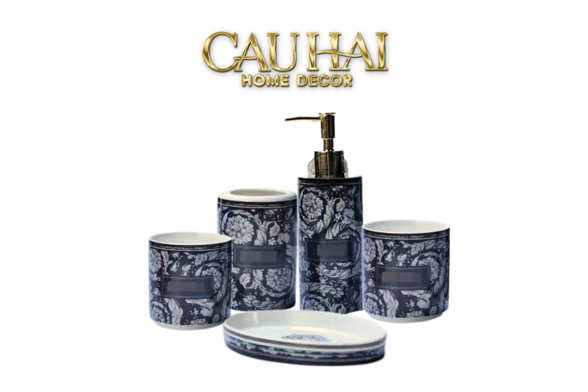 Maison Couture - Set Nhà Tắm VS Graphiite Barocco Haze 5Pcs - CẬU HAI HOME DECOR