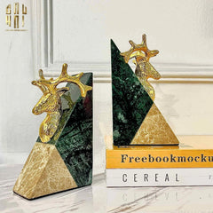 Maison Couture - Set Tượng Chặn Sách Đá Marble Brasson Divine Antler Bookend 20x10x15-CẬU HAI HOME DECOR