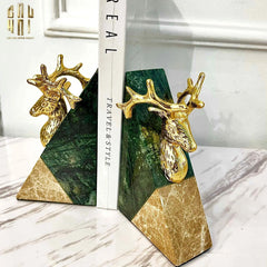 Maison Couture - Set Tượng Chặn Sách Đá Marble Brasson Divine Antler Bookend 20x10x15-CẬU HAI HOME DECOR