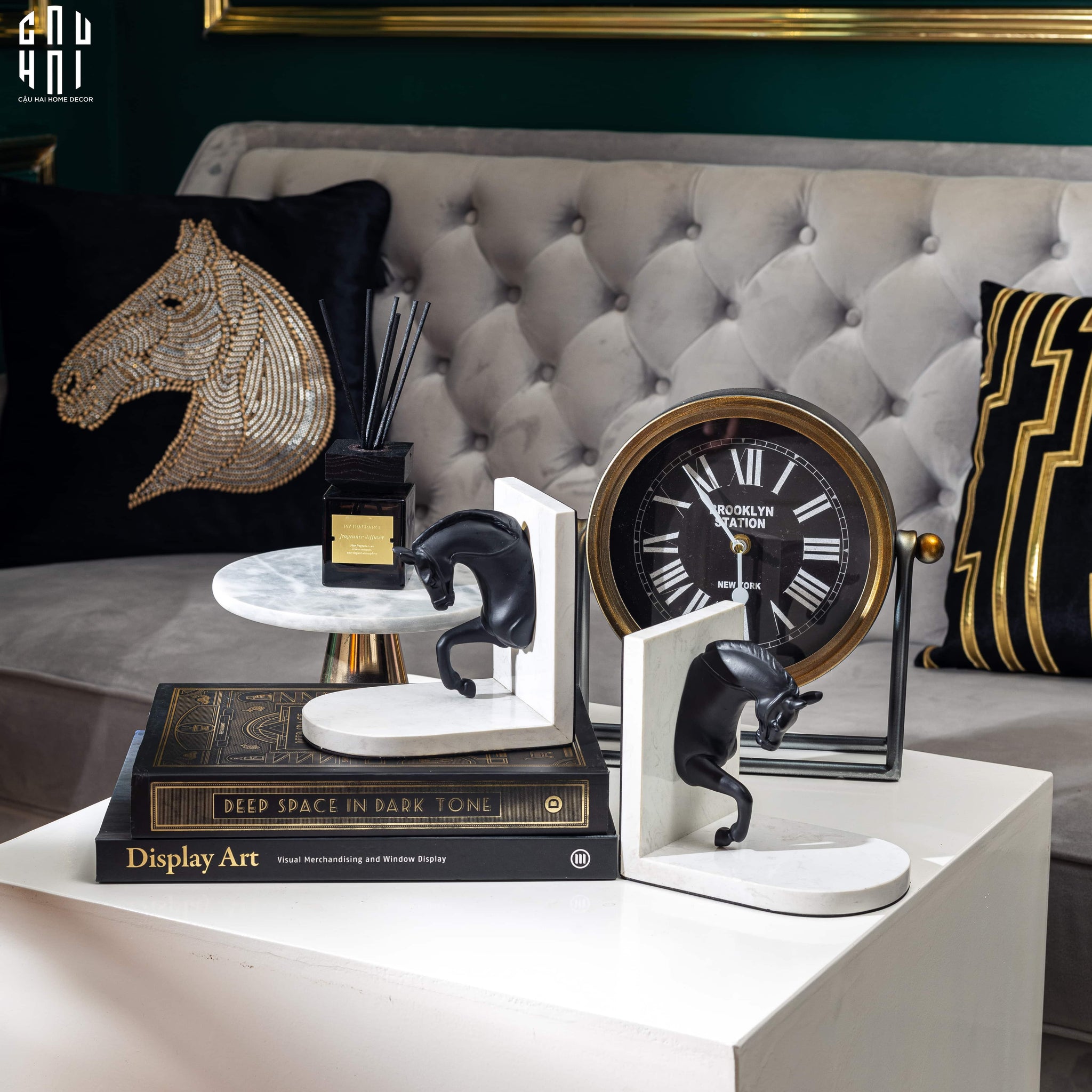 Maison Couture - Set Tượng Chặn Sách Troy Marble Stone Bookend 14x15-CẬU HAI HOME DECOR