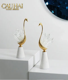 Maison Couture - Set Tượng Đôi Thiên Nga Cygne au Port Altier Royales Cristalleries 37/42-TƯỢNG TRANG TRÍ-CẬU HAI HOME DECOR