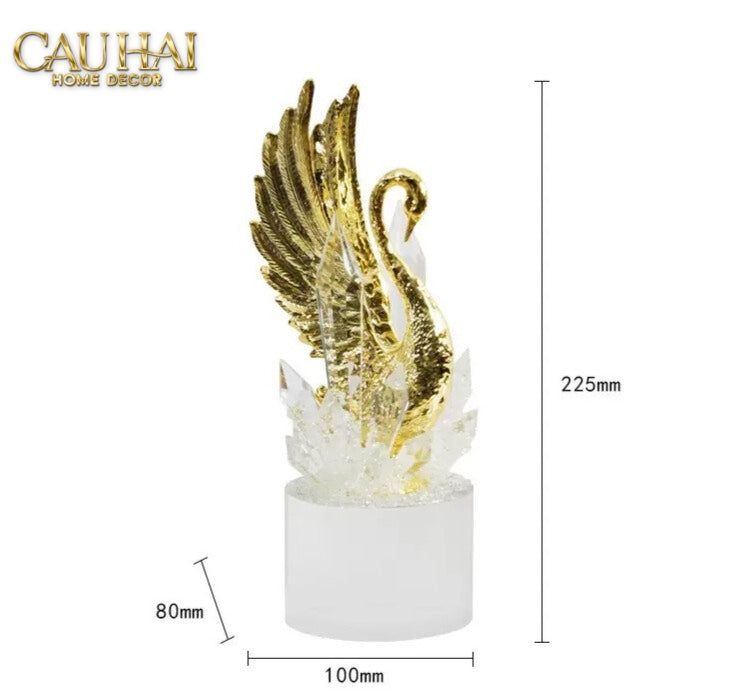 Maison Couture - Set Tượng Đôi Thiên Nga Cygnes Royaux aux Ailes Déployées Cristalleries Quartz Blanc 22/25 - CẬU HAI HOME DECOR