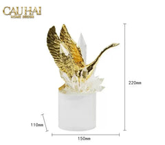 Maison Couture - Set Tượng Đôi Thiên Nga Cygnes Royaux aux Ailes Déployées Cristalleries Quartz Blanc 22/25-TƯỢNG TRANG TRÍ-CẬU HAI HOME DECOR