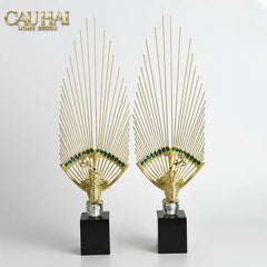 Maison Couture - Set Tượng Khổng Tước Éventail de l’Empereur Plumage de Paon H66-CẬU HAI HOME DECOR