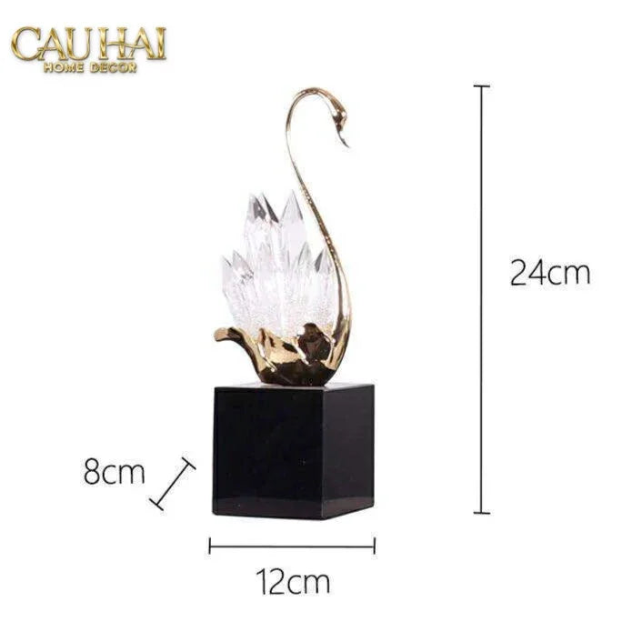 Maison Couture - Set Tượng Thiên Nga Pha Lê Tím Đế Đá Marble Swan D’Amour - Lilac Cristalleries-CẬU HAI HOME DECOR