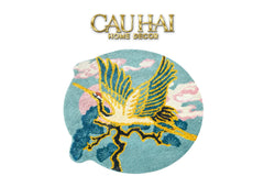 Maison Couture - Thảm Tròn Sợi Dệt D120 -Celestial Crane Nuage d’Azur Art Rugs-THẢM TRÒN - THẢM BED-CẬU HAI HOME DECOR