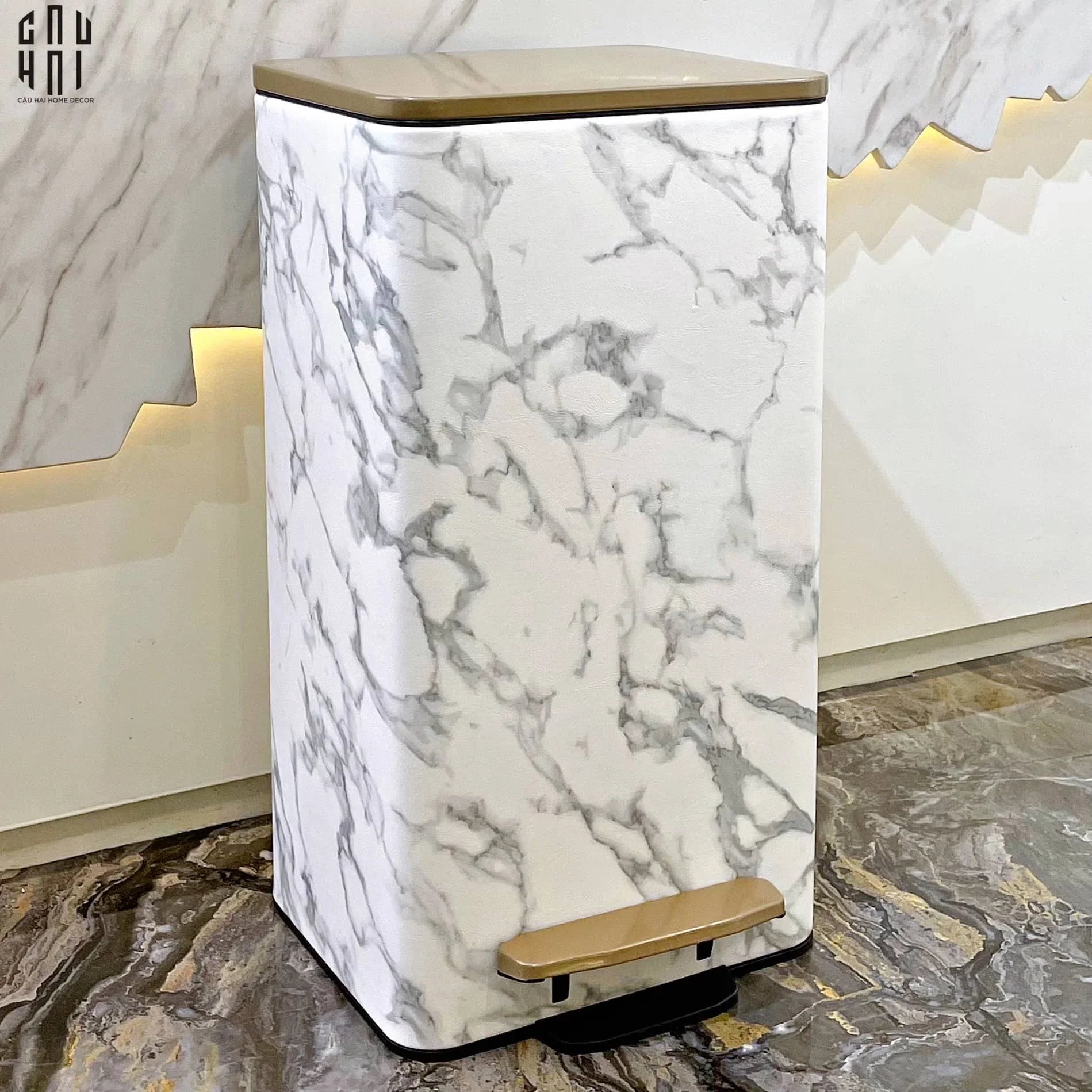 Maison Couture - Thùng Rác Arthur 21L Marble Trash Bin - CẬU HAI HOME DECOR