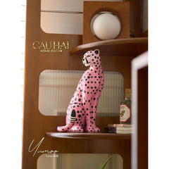 Maison Couture - Tượng Báo Hồng Gốm Sứ Pink Polka Leopard 22x32-CẬU HAI HOME DECOR