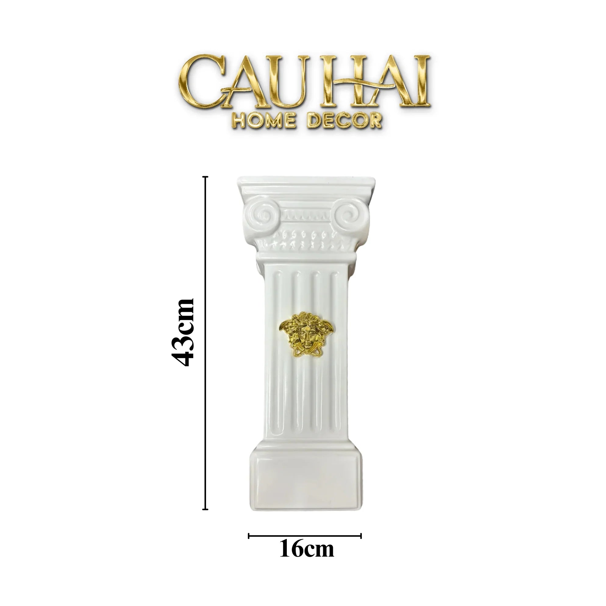 Maison Couture - Tượng Bình Hoa Cột La Mã Mythology Ionic Medusa Roman Column H43-TƯỢNG TRANG TRÍ-CẬU HAI HOME DECOR
