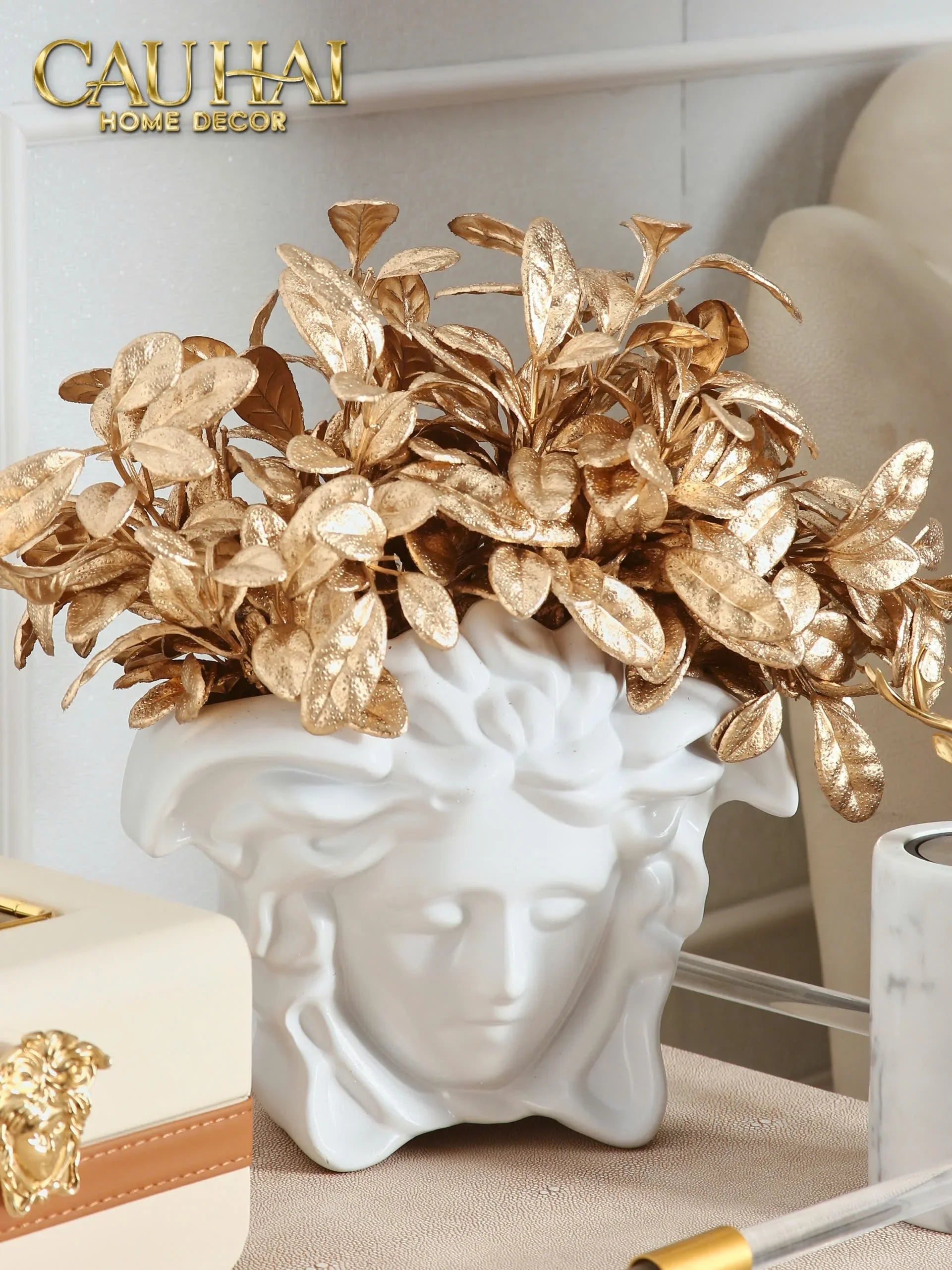 Maison Couture - Tượng Bình Hoa Medusa V Class Vase - Blue / Blanc-TƯỢNG TRANG TRÍ-CẬU HAI HOME DECOR