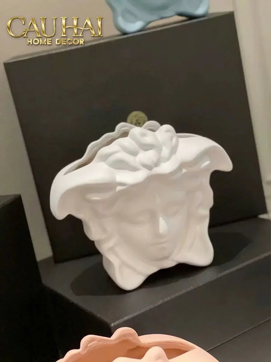 Maison Couture - Tượng Bình Hoa Medusa V Class Vase - Blue / Blanc-TƯỢNG TRANG TRÍ-CẬU HAI HOME DECOR