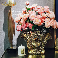 Maison Couture - Tượng Bình Hoa V Class Golden Goddess Medusa Fascination 20x34x22-TƯỢNG TRANG TRÍ-CẬU HAI HOME DECOR