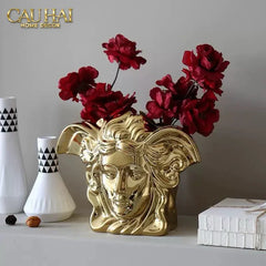 Maison Couture - Tượng Bình Hoa V Class Golden Goddess Medusa Fascination 20x34x22-TƯỢNG TRANG TRÍ-CẬU HAI HOME DECOR