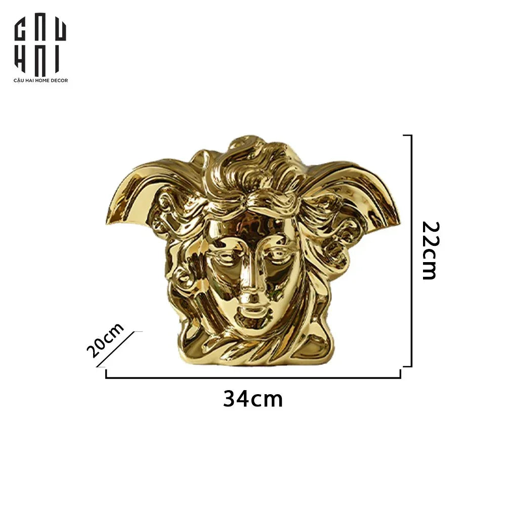 Maison Couture - Tượng Bình Hoa V Class Golden Goddess Medusa Fascination 20x34x22-TƯỢNG TRANG TRÍ-CẬU HAI HOME DECOR