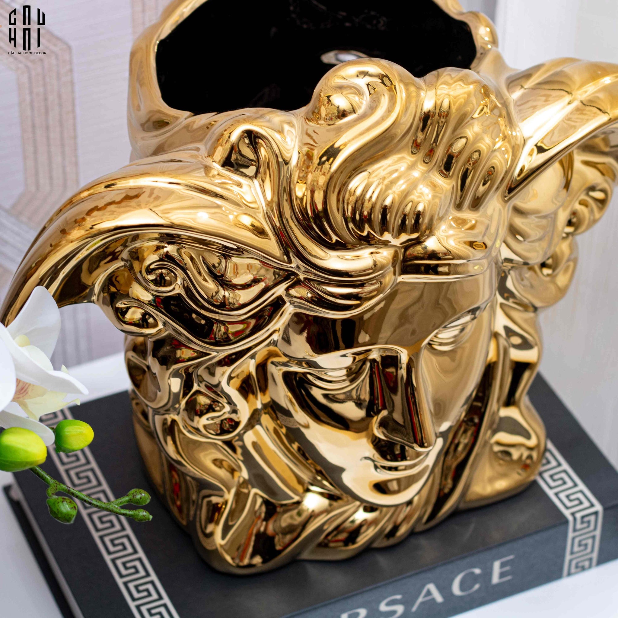 Maison Couture - Tượng Bình Hoa V Class Golden Goddess Medusa Fascination 20x34x22-TƯỢNG TRANG TRÍ-CẬU HAI HOME DECOR