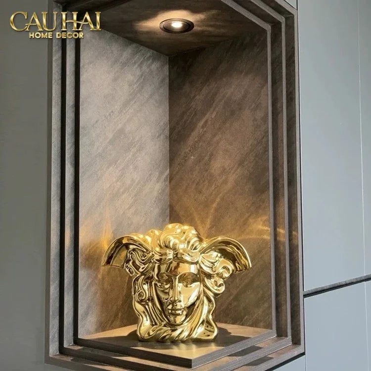 Maison Couture - Tượng Bình Hoa V Class Golden Goddess Medusa Fascination 20x34x22-TƯỢNG TRANG TRÍ-CẬU HAI HOME DECOR