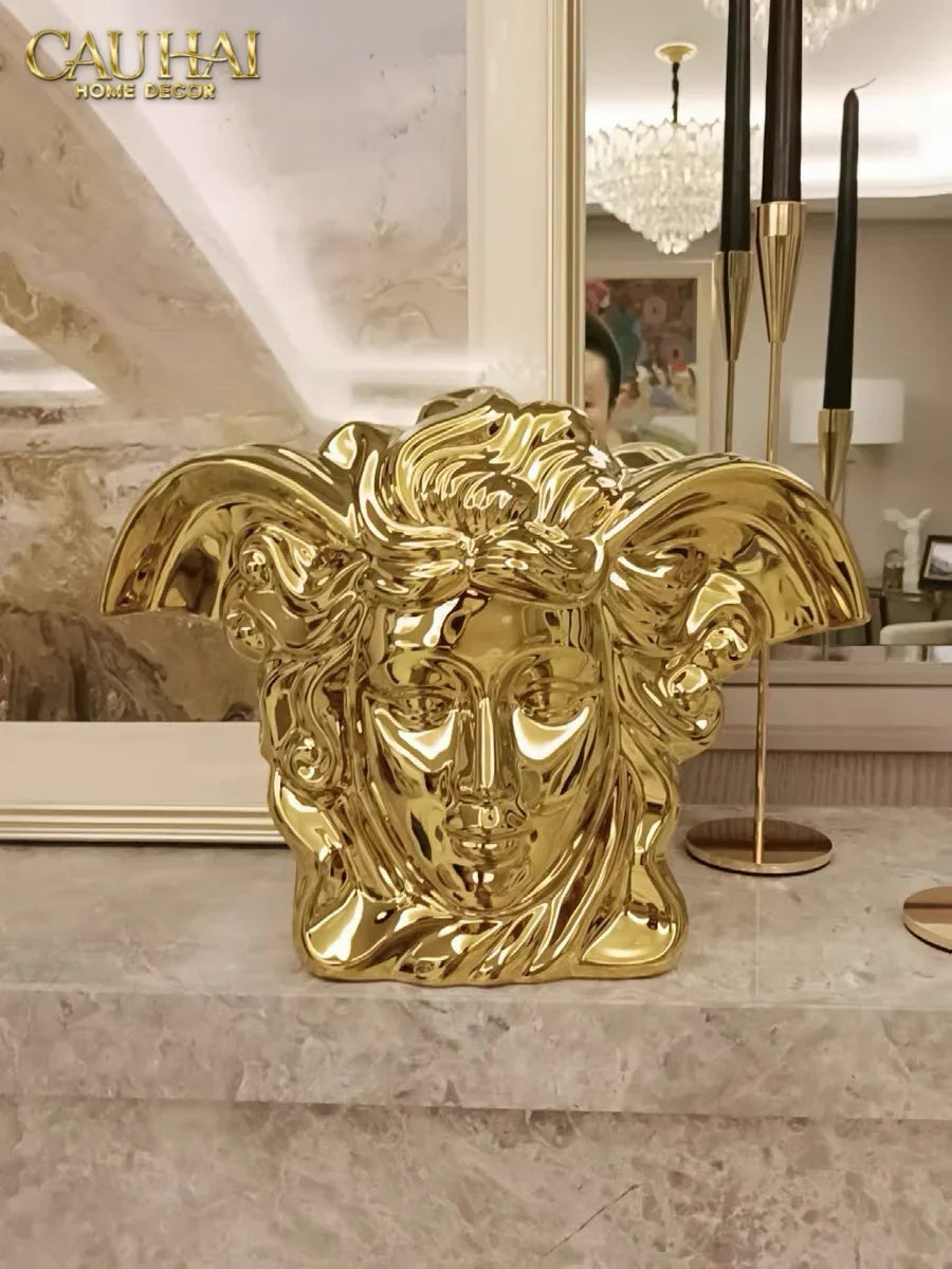 Maison Couture - Tượng Bình Hoa V Class Golden Goddess Medusa Fascination 20x34x22-TƯỢNG TRANG TRÍ-CẬU HAI HOME DECOR