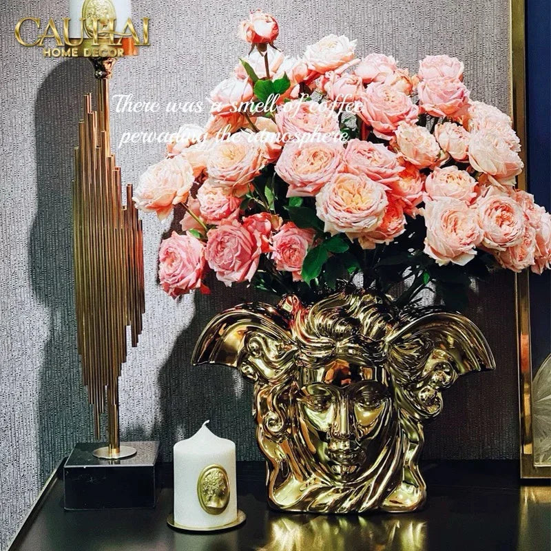Maison Couture - Tượng Bình Hoa V Class Golden Goddess Medusa Fascination 20x34x22-CẬU HAI HOME DECOR