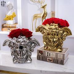 Maison Couture - Tượng Bình Hoa V Class Silver Medusa Fascination 20x34x22-TƯỢNG TRANG TRÍ-CẬU HAI HOME DECOR