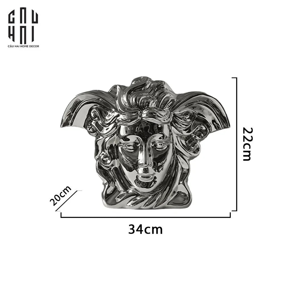 Maison Couture - Tượng Bình Hoa V Class Silver Medusa Fascination 20x34x22-TƯỢNG TRANG TRÍ-CẬU HAI HOME DECOR