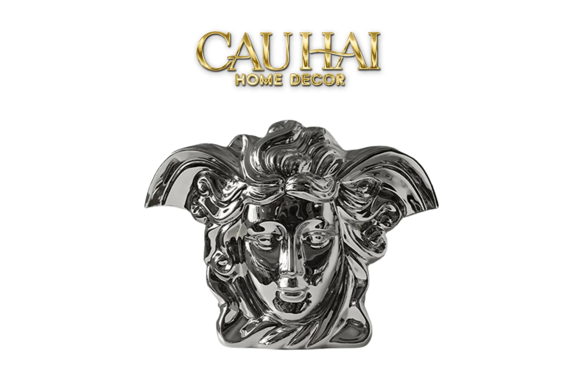 Maison Couture - Tượng Bình Hoa V Class Silver Medusa Fascination 20x34x22-CẬU HAI HOME DECOR