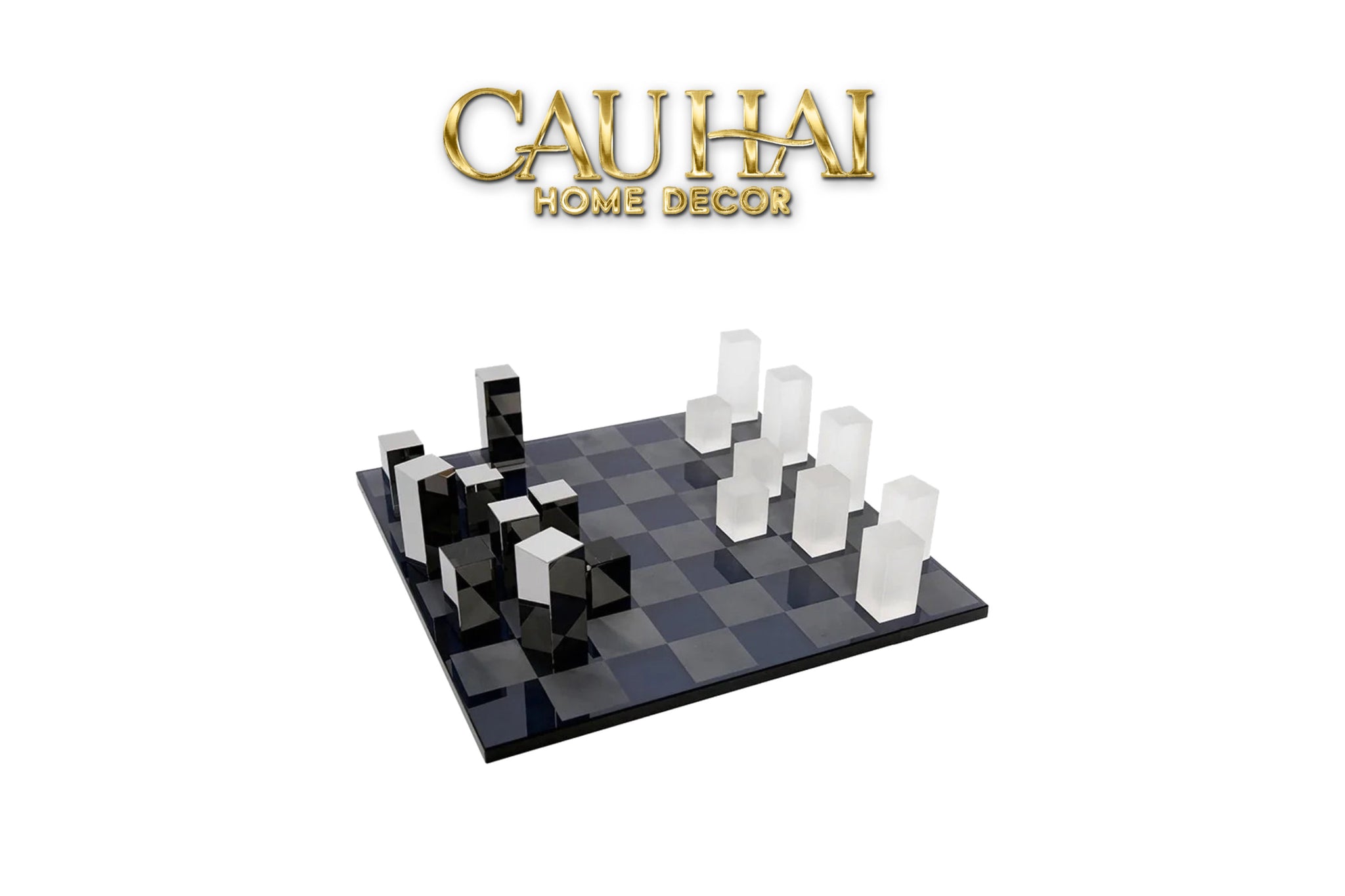 Maison Couture - Tượng Bộ Bàn Cờ Pha Lê Majestic Cristalleries Chess 37x37x9-CẬU HAI HOME DECOR