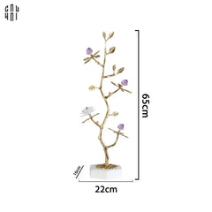 Maison Couture - Tượng Cây Nở Hoa Bằng Đồng Đá Thạch Anh Trắng Brasson Quartz Golden Hesperides 22x65-TƯỢNG TRANG TRÍ-CẬU HAI HOME DECOR
