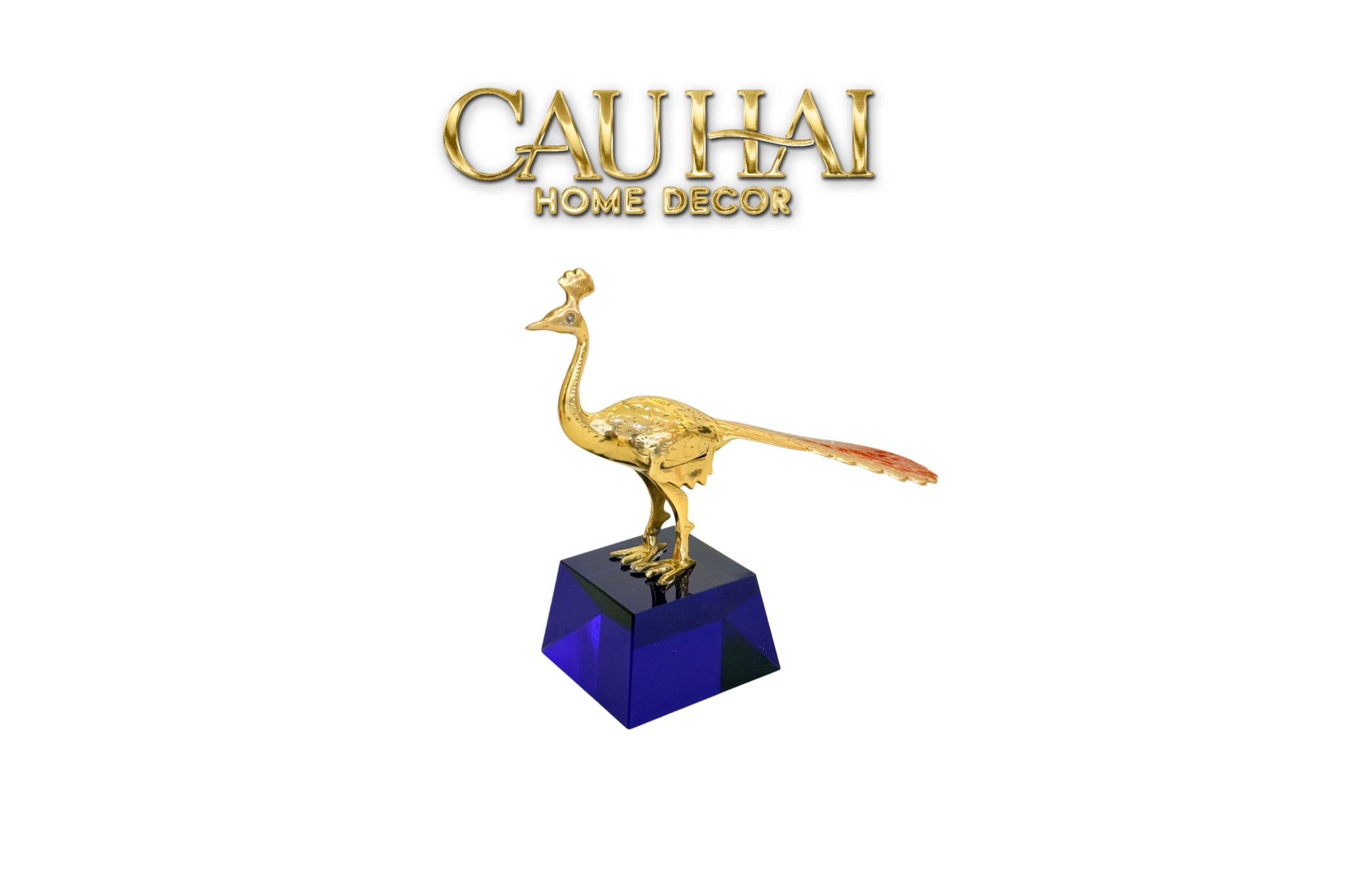 Maison Couture - Tượng Chim Khổng Tước Đế Pha Lê Emperor Aurum Aztec Paon D22X23