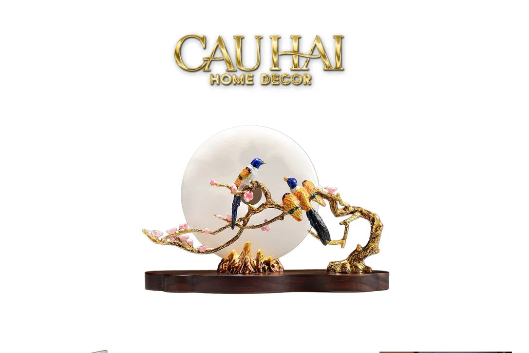 Maison Couture - Tượng Đá Cẩm Thạch Trắng Bạch Ngọc Hoàng Yến - Dynasty White Jade Canary 23x37x14-CẬU HAI HOME DECOR