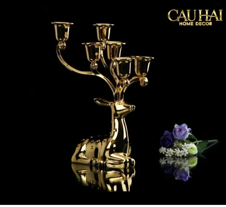 Maison Couture - Tượng Đế Nến Hươu Nằm Royal Antler Impérial Straight Ahead 26x21-ĐẾ NẾN-CẬU HAI HOME DECOR