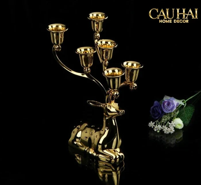 Maison Couture - Tượng Đế Nến Hươu Nằm Royal Antler Impérial Straight Ahead 26x21-ĐẾ NẾN-CẬU HAI HOME DECOR