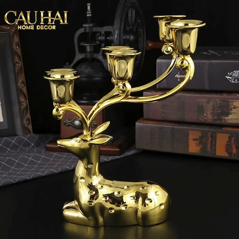 Maison Couture - Tượng Đế Nến Hươu Nằm Royal Antler Impérial Straight Ahead 26x21-ĐẾ NẾN-CẬU HAI HOME DECOR