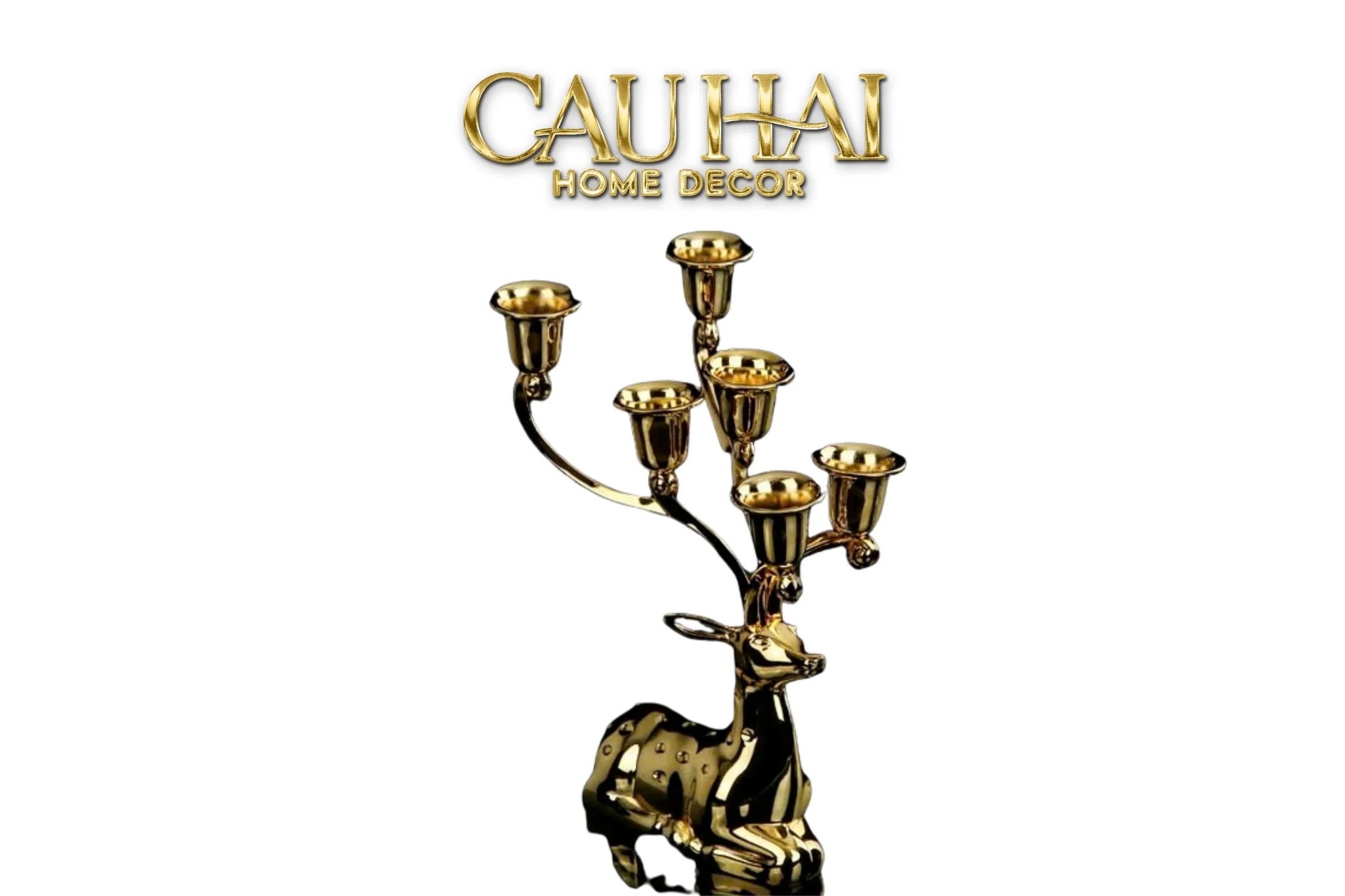 Maison Couture - Tượng Đế Nến Hươu Nằm Royal Antler Impérial Straight Ahead 26x21-CẬU HAI HOME DECOR